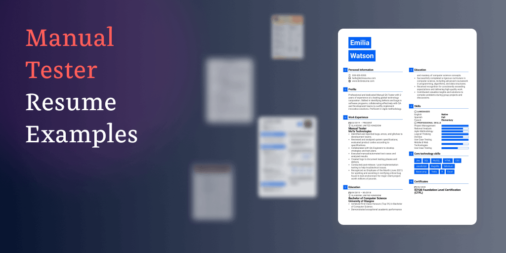Das beste Beispiel für einen Lebenslauf als manueller Tester (+8 Vorlagen)