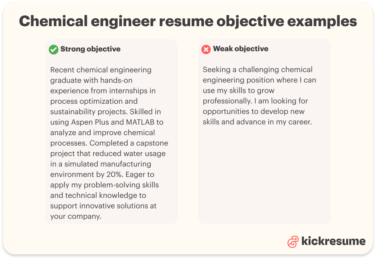 Chemical engineer resume objective examples