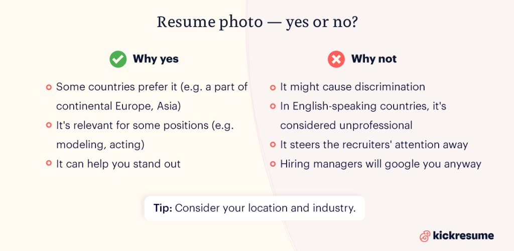 when to include a resume photo