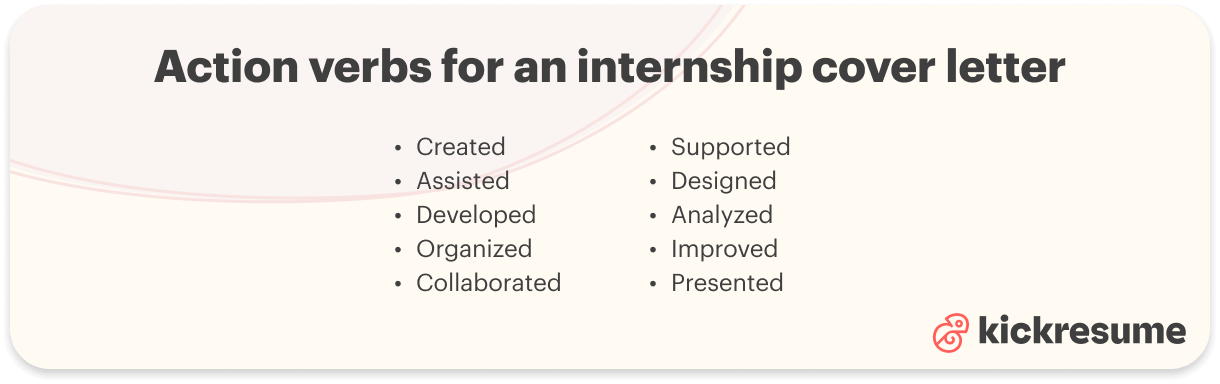 Intern cover letter action verbs examples