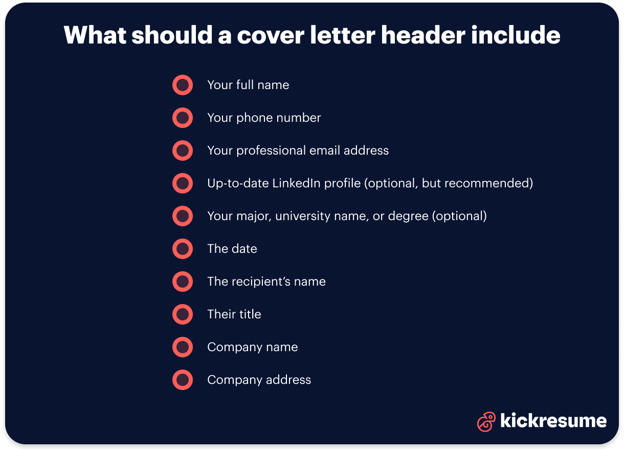 Intern cover letter header tips