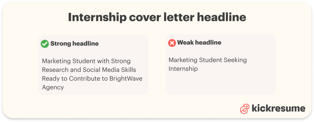 Intern cover letter headline examples