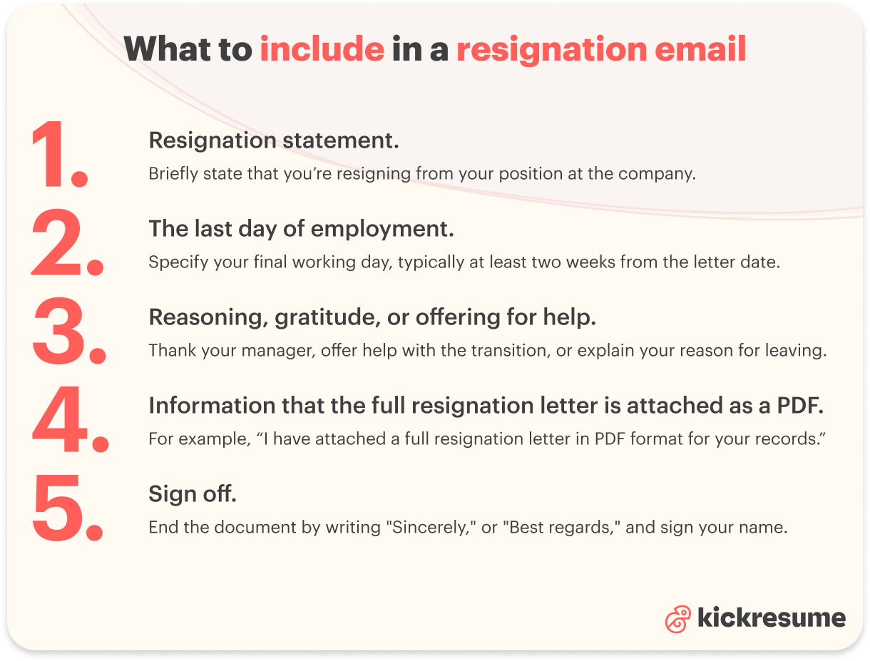 What to include in a resignation email