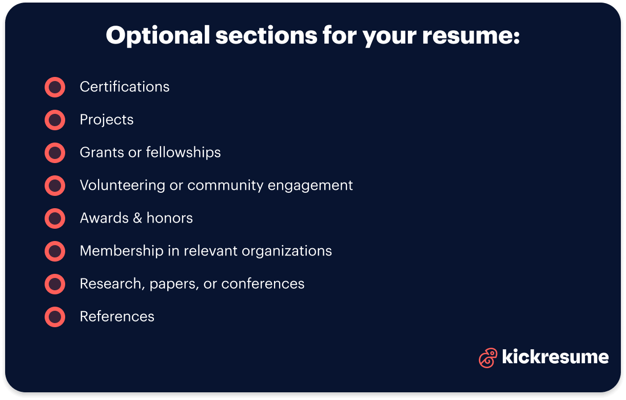 Intern resume optional sections examples