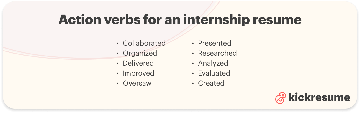 Internship resume action verbs examples