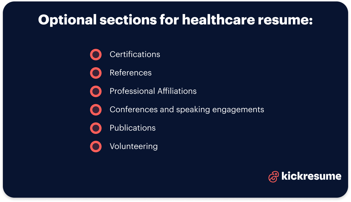 optional resume sections healthcare resume