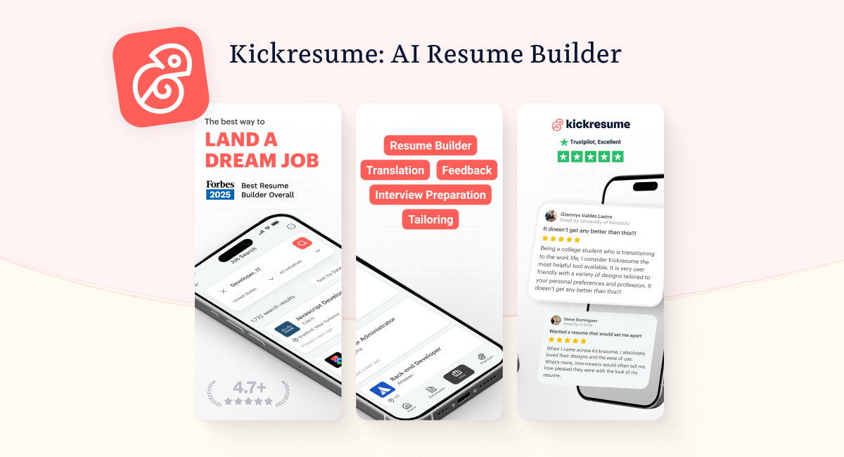 Kickresume mobile app 