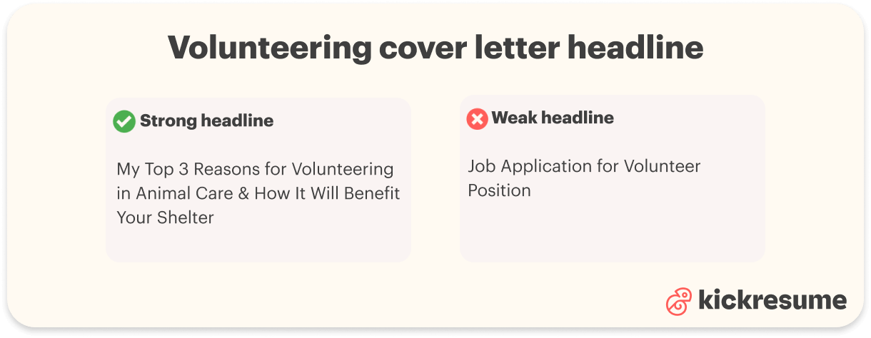 Volunteering cover letter headline examples