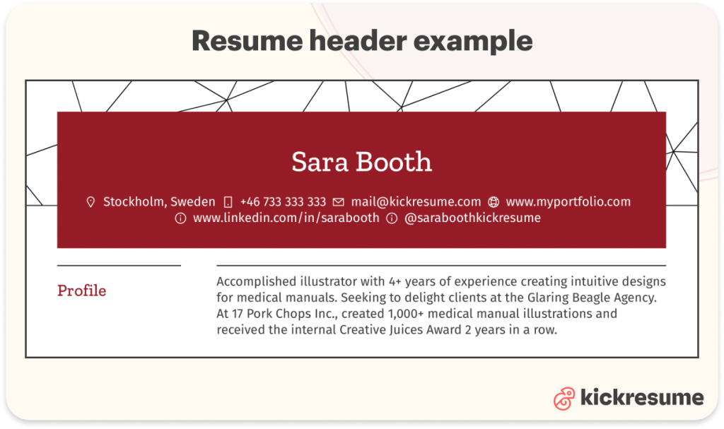 creative resume header