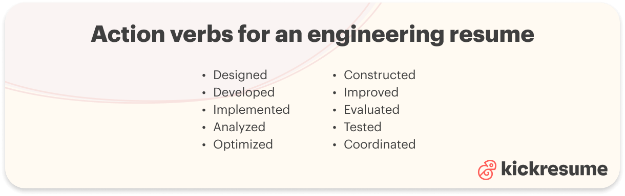 Engineering resume action verbs examples