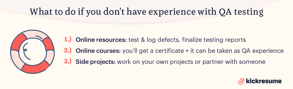 what to do if you don't have experience with QA testing