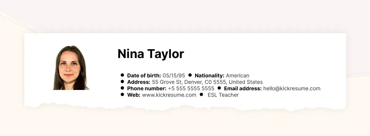 personal information on a resume example