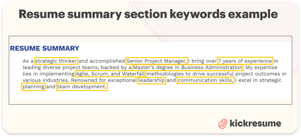 resume summary with keywords for ats-friendly resume