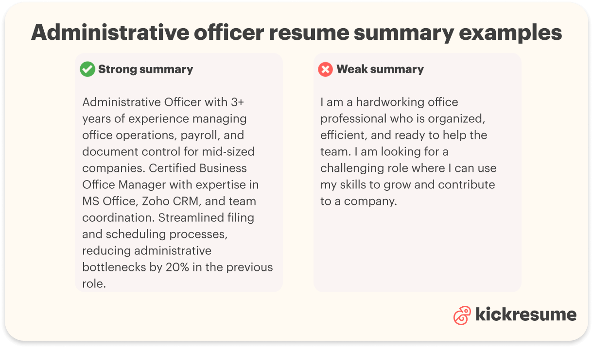 Best administrative officer resume summary examples