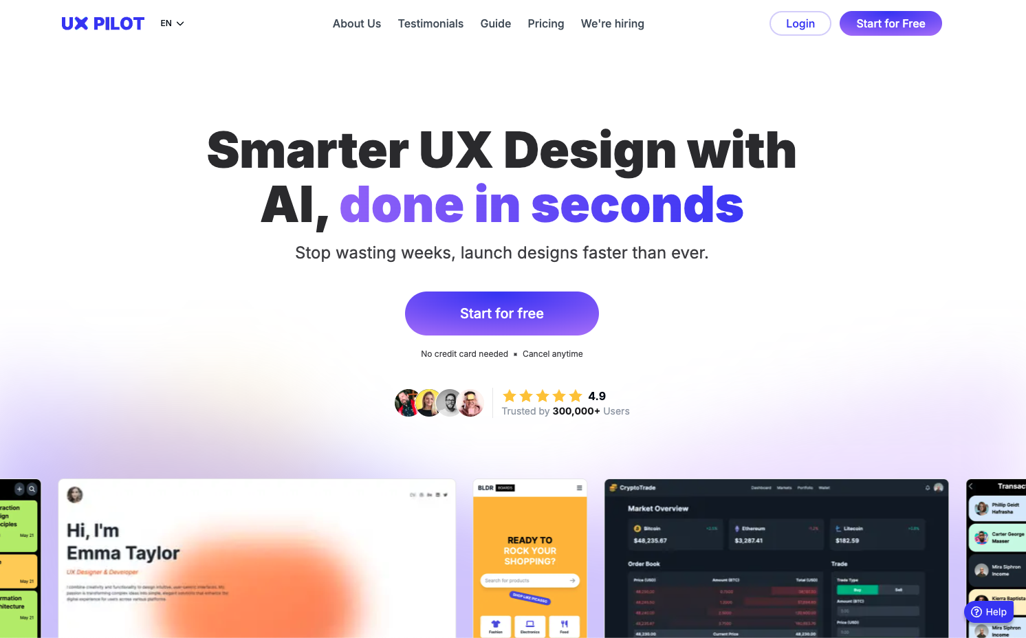 UX Pilot homepage