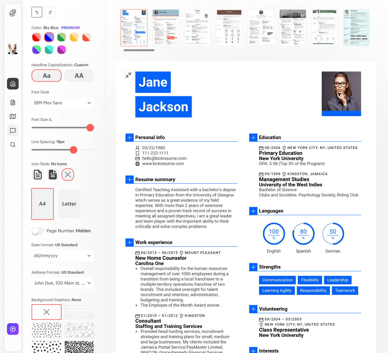 kickresume resume builder