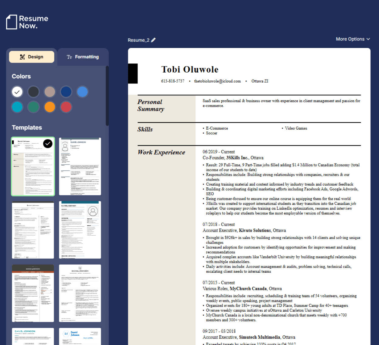 resume-now resume builder
