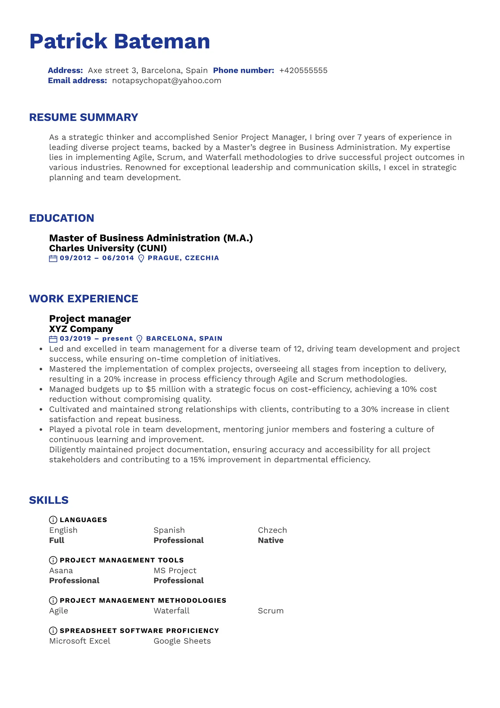 ATS friendly resume template bauhaus