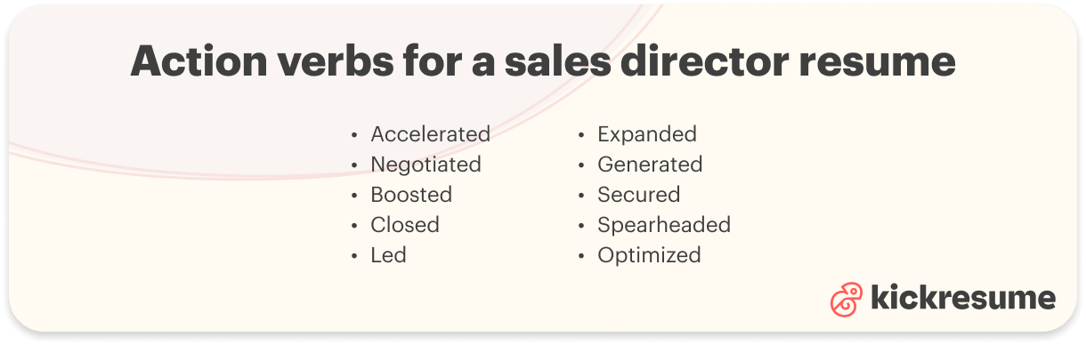 Sales director resume action verbs