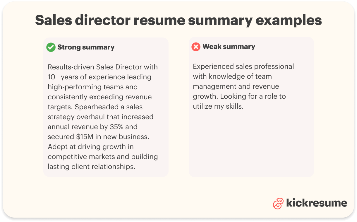 Sales director resume summary examples