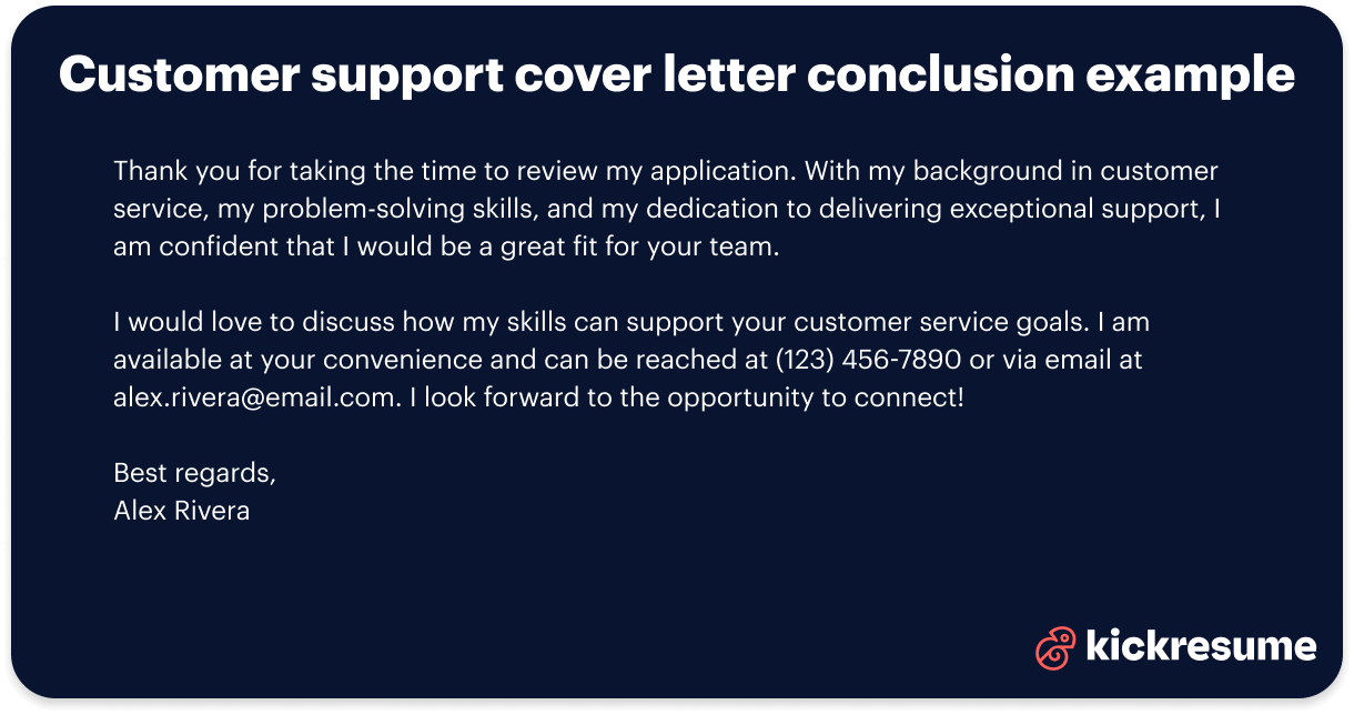 Customer support cover letter conclusion example