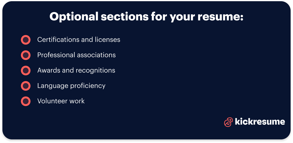 Front desk receptionist resume optional sections