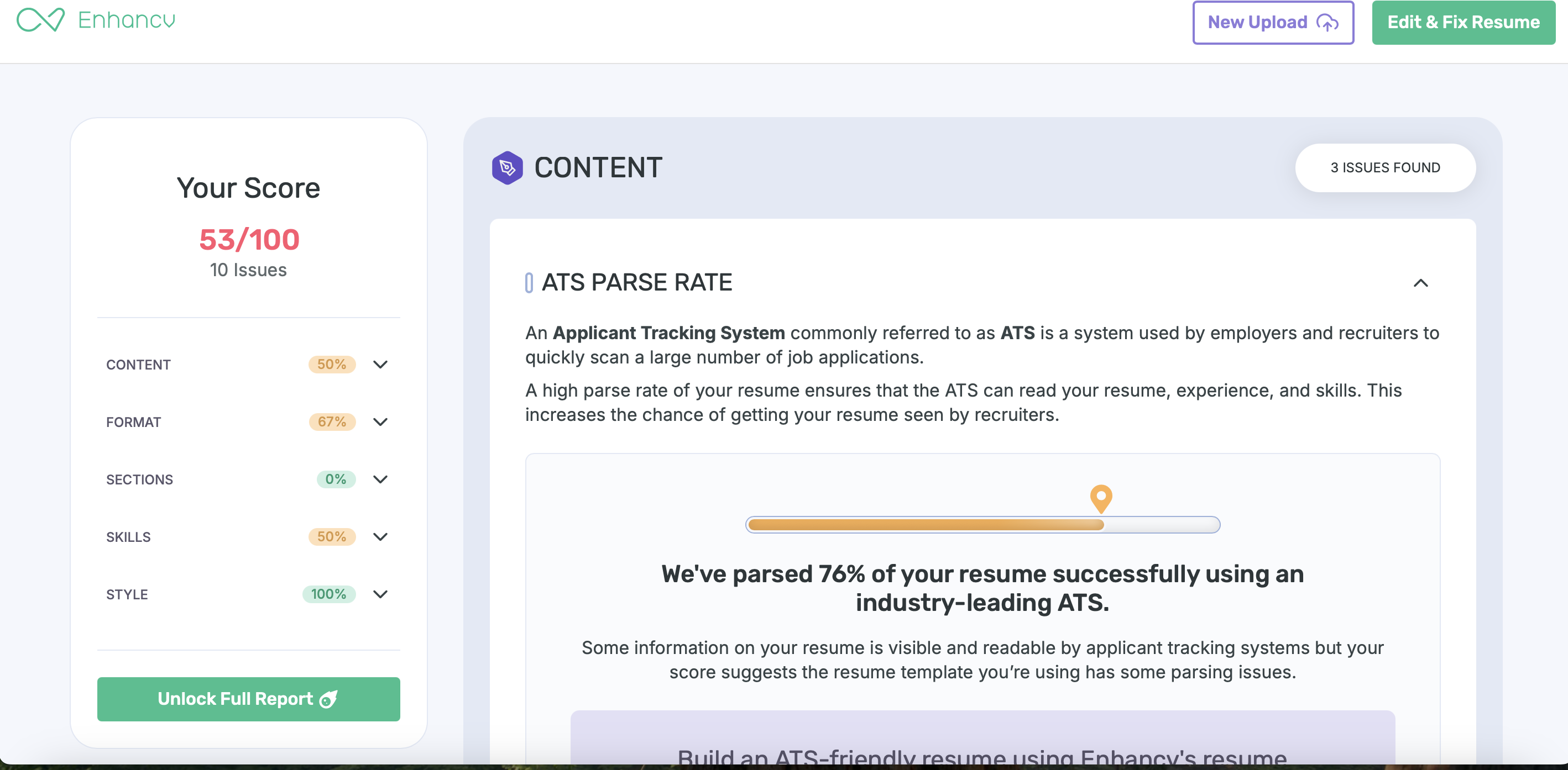 EnhanCV Resume checker