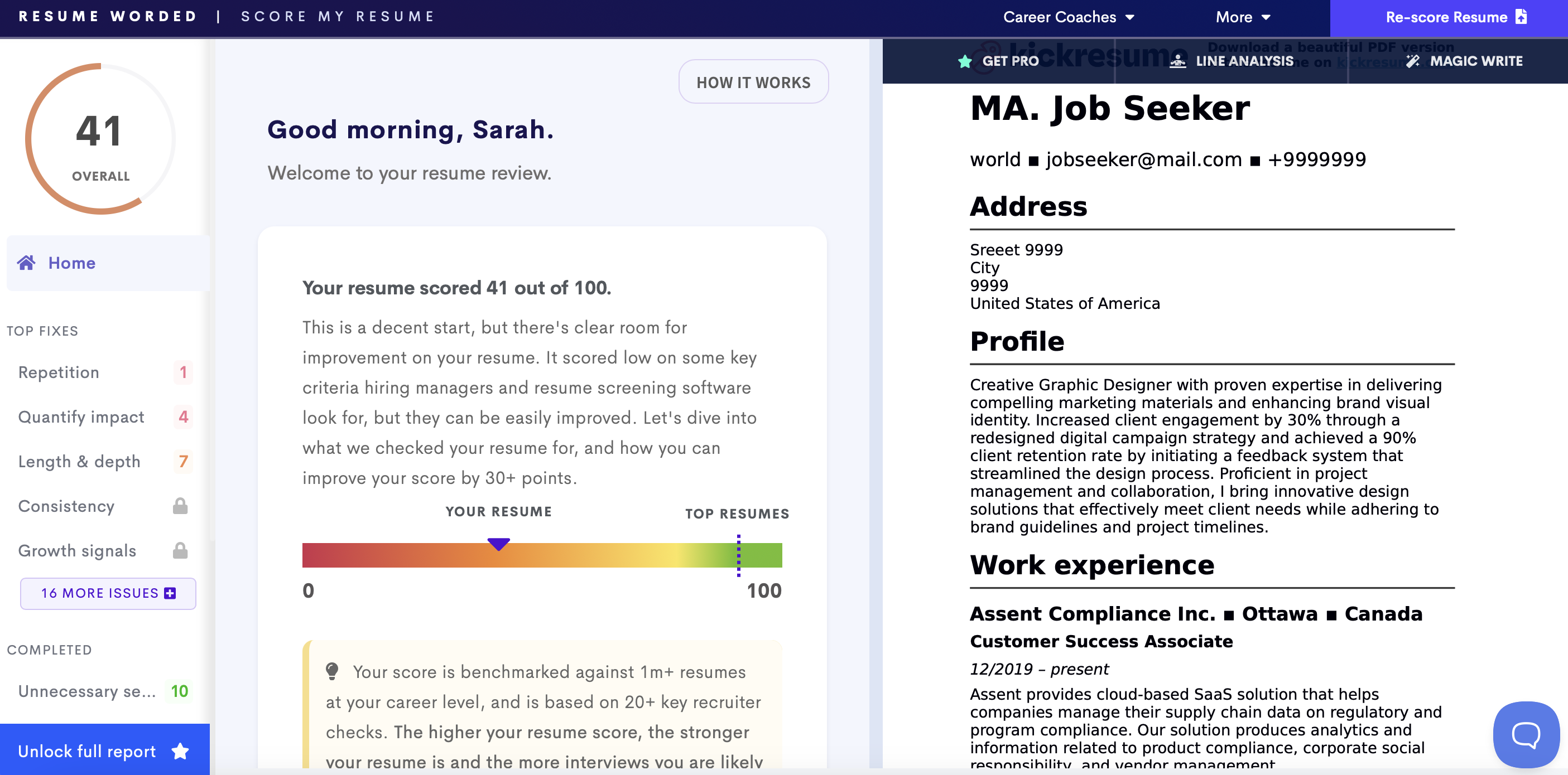 resume worded resume checker