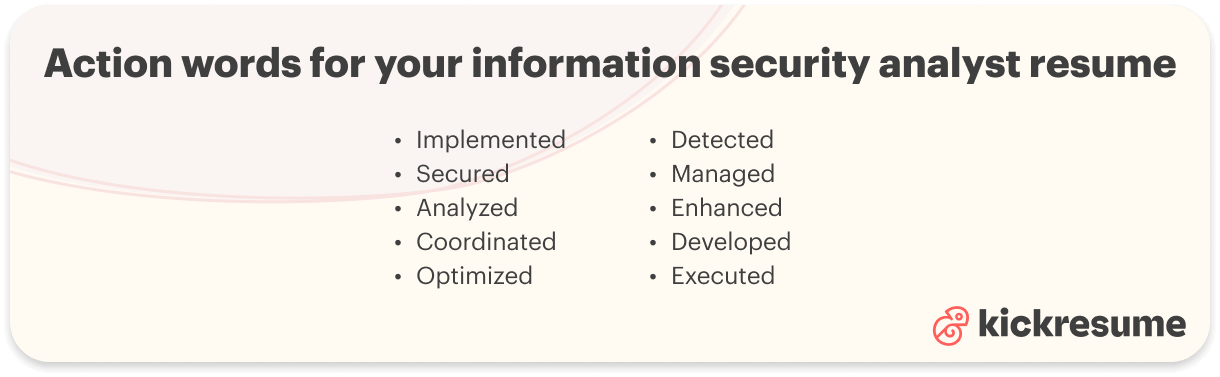 Information security analyst resume action words