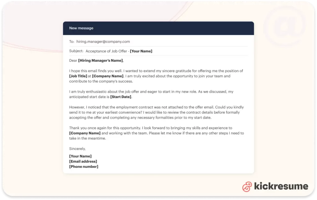 How to Accept a Job Offer Email (+5 Acceptance Email Templates ...