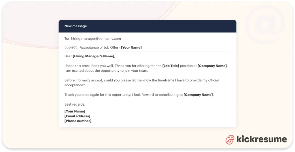 How to Accept a Job Offer Email (+5 Acceptance Email Templates ...