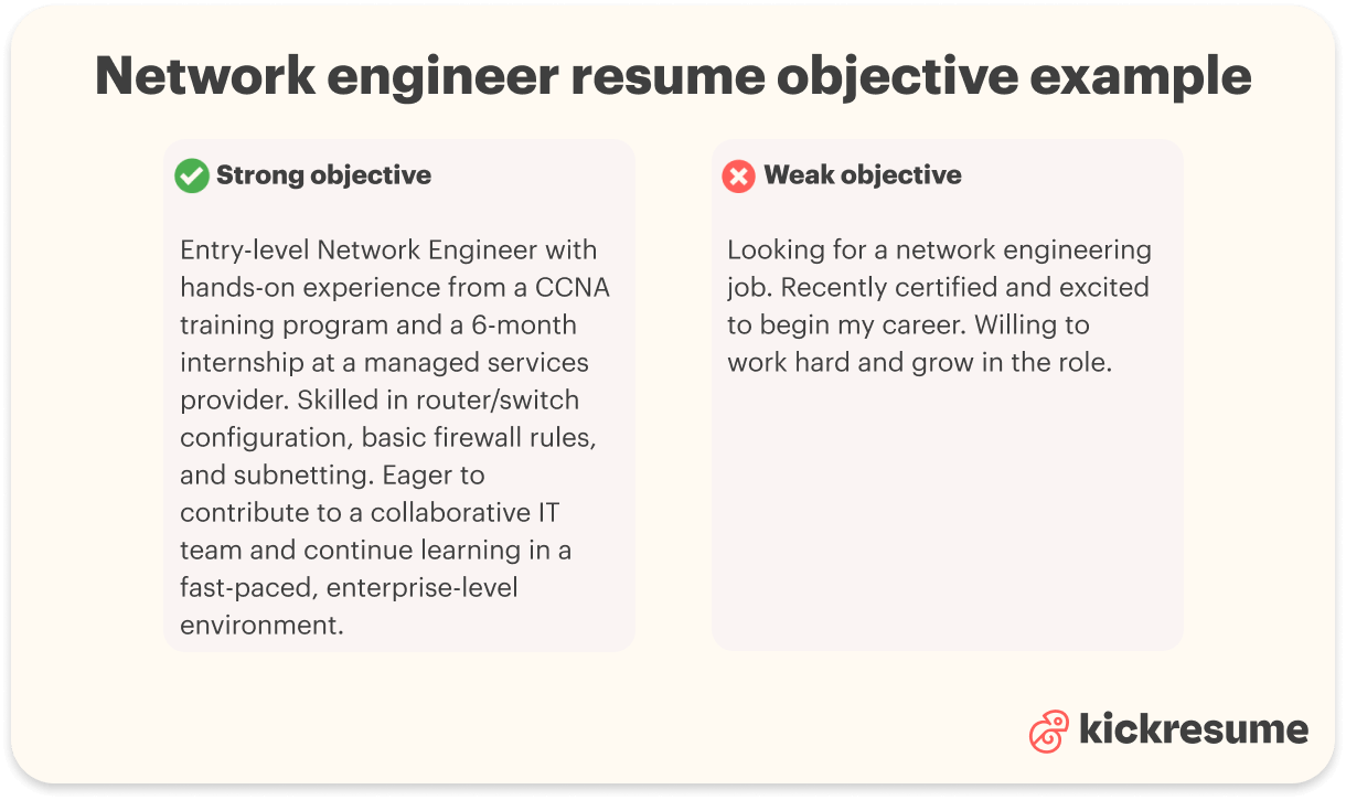 Network engineer resume objective examples