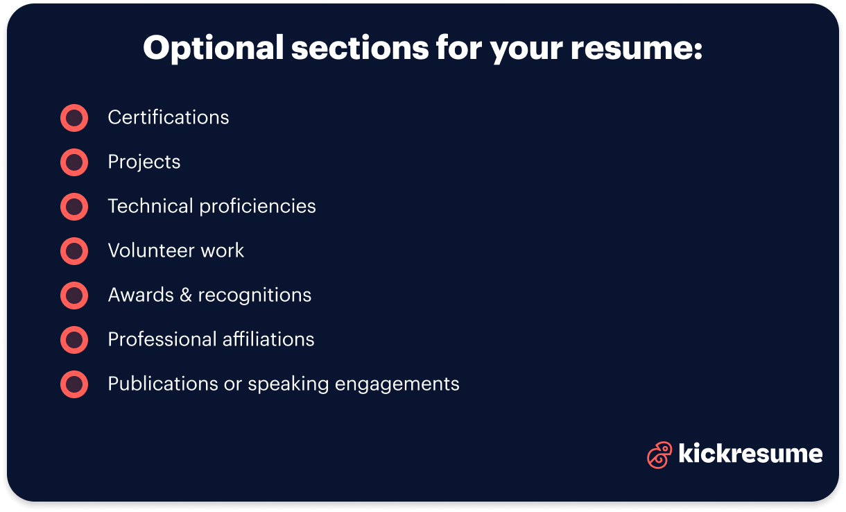 Network engineer resume optional sections suggestions