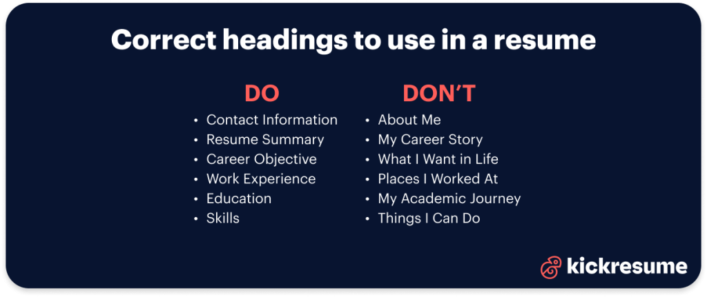resume headings