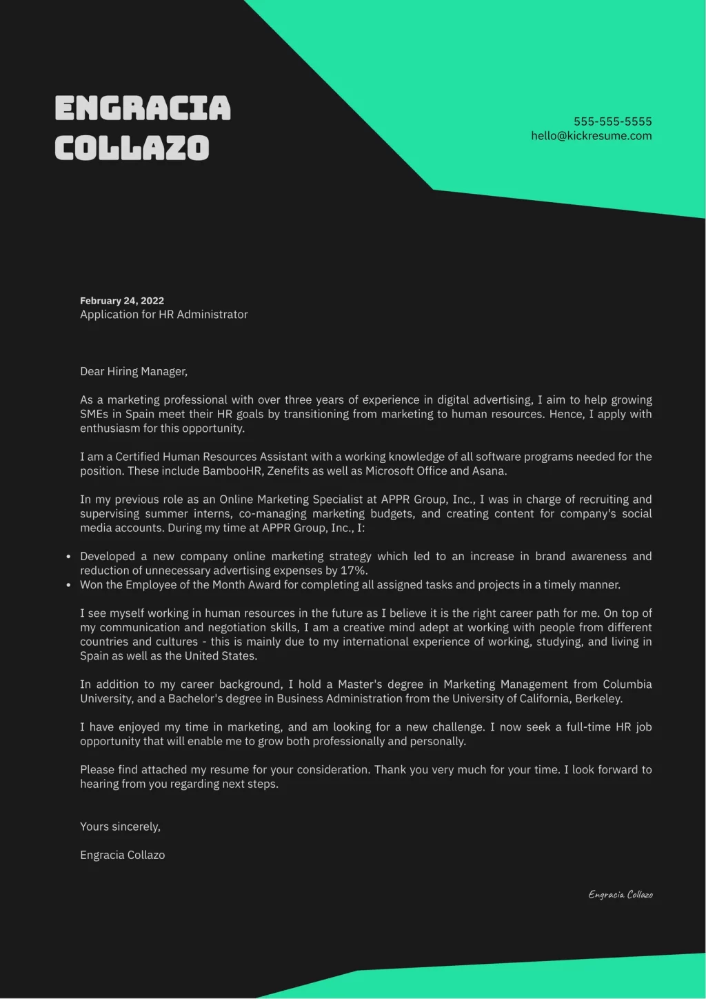 career change cover letter