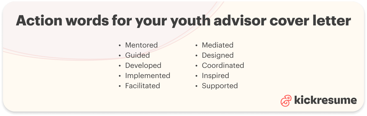 Youth advisor cover letter action verbs