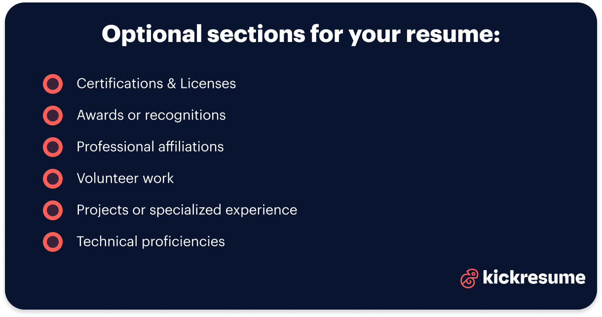 Driver resume optional sections list