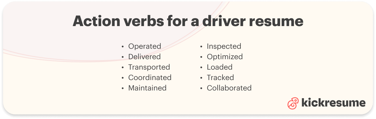 Driver resume_a list of action verbs to use