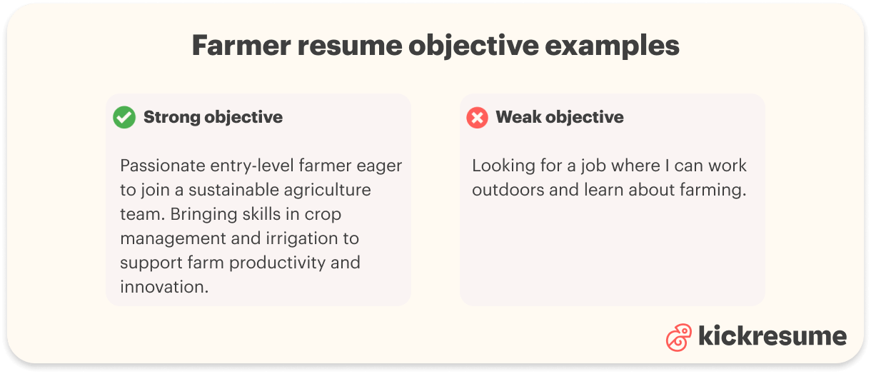 Farmer resume objective examples