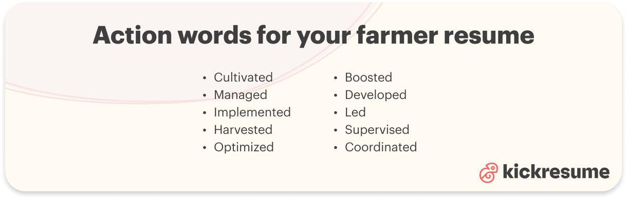 Farmer resume action words