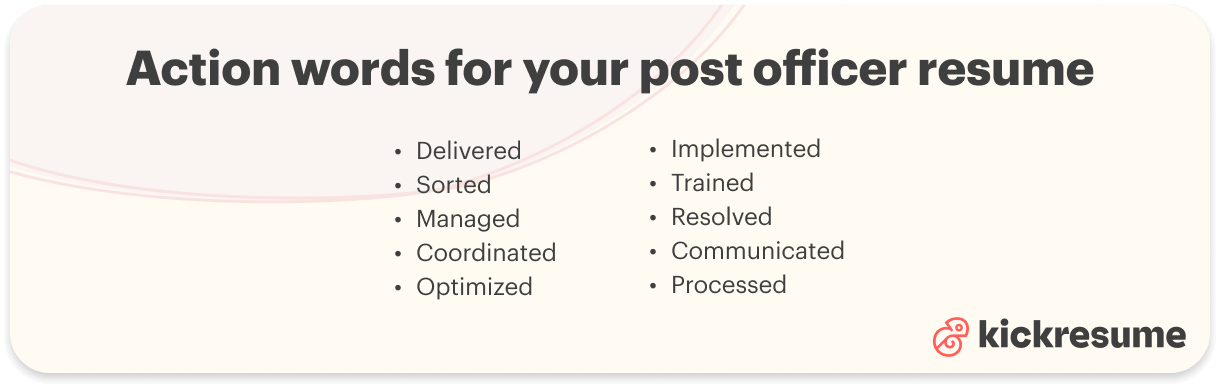 Post officer resume action words 