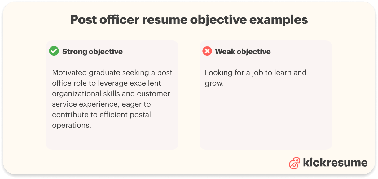 Post officer resume objective examples