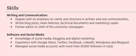 skills with description example