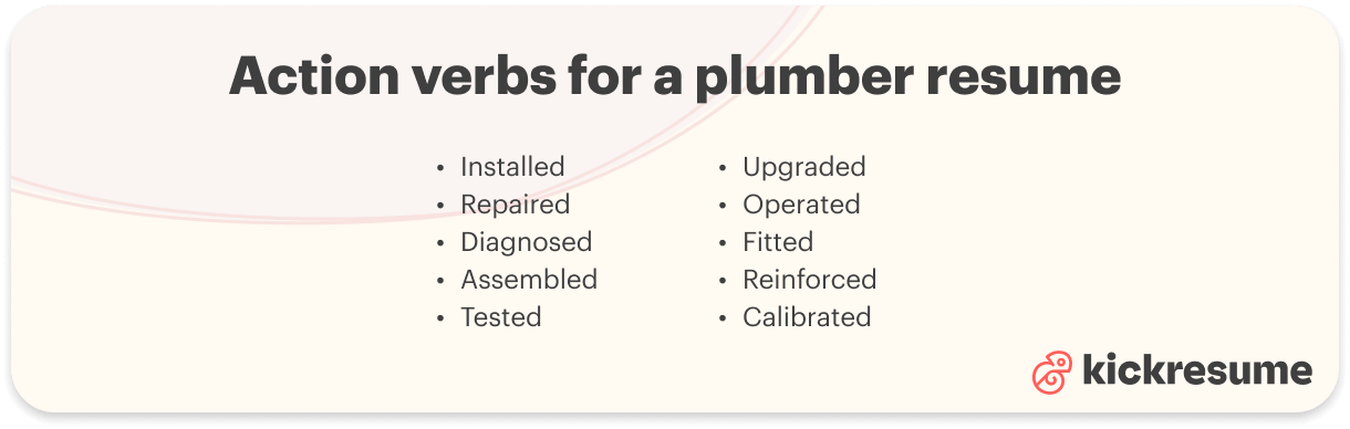 Plumber resume action verbs examples