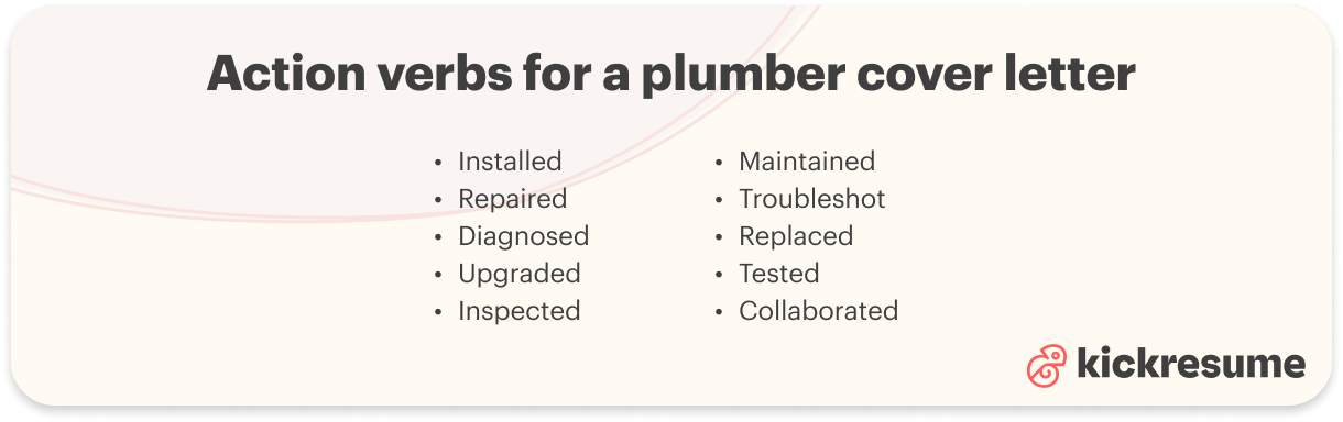 Plumber cover letter action verbs