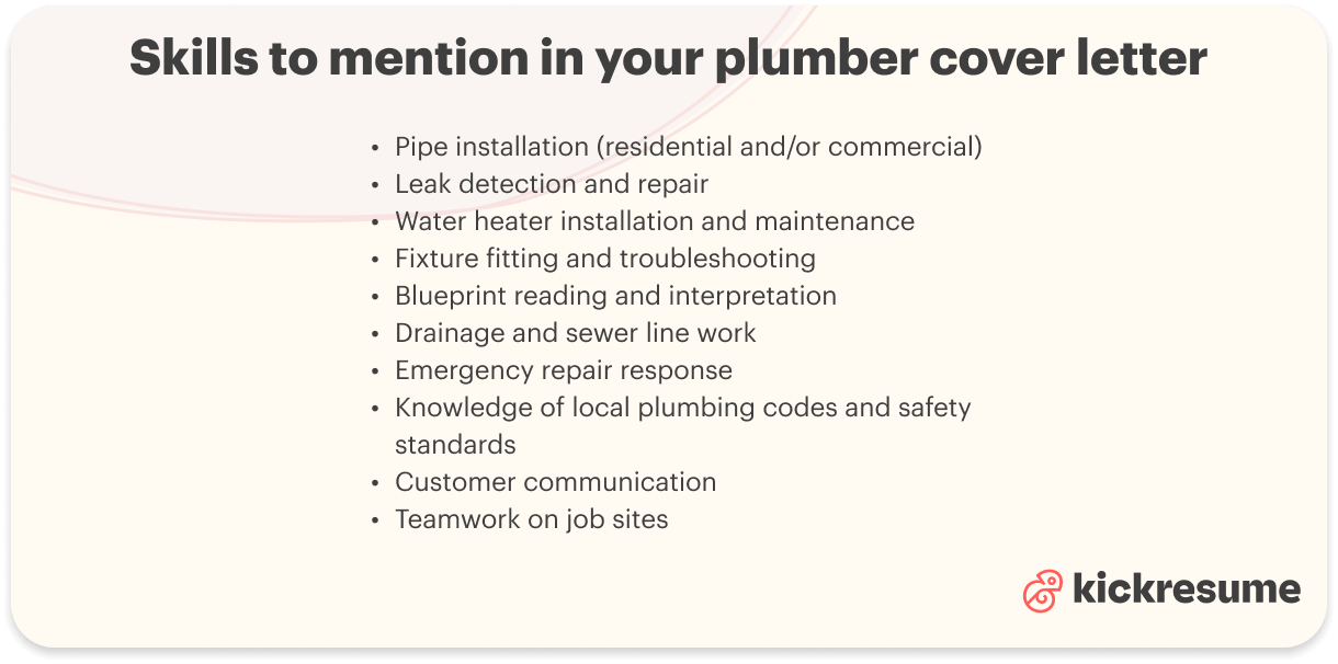 Plumber cover letter_a list of skills to mention