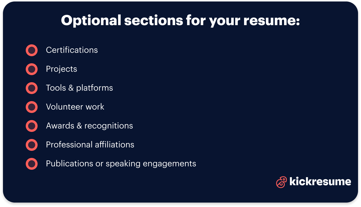 Business development resume optional sections examples
