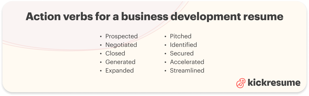 Business development resume_a list of action verbs