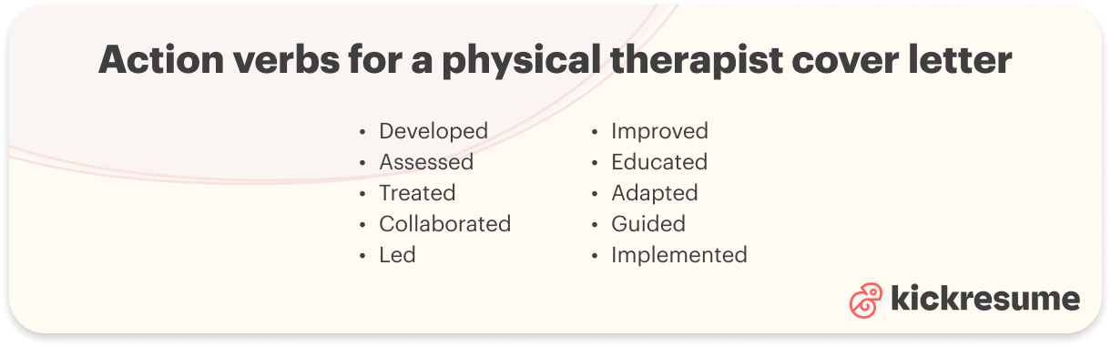 Physical therapist cover letter action verbs