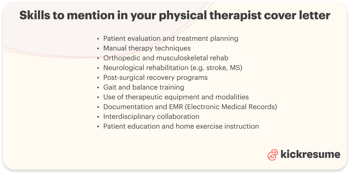 Physical therapist cover letter_skills to mention